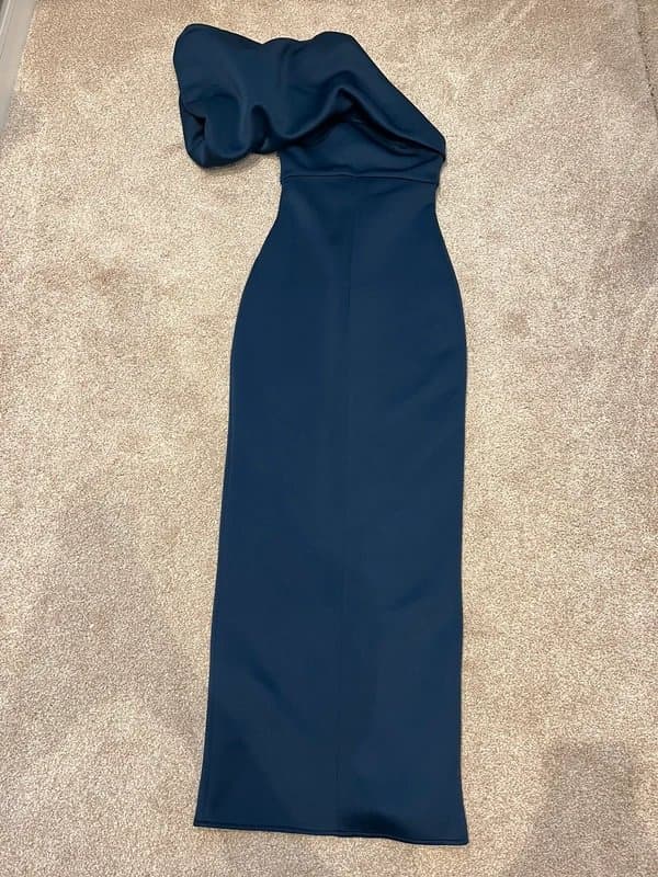 ASOS ASOS Navy Scrunch One Shoulder Maxi Dress  Size 6 Petite