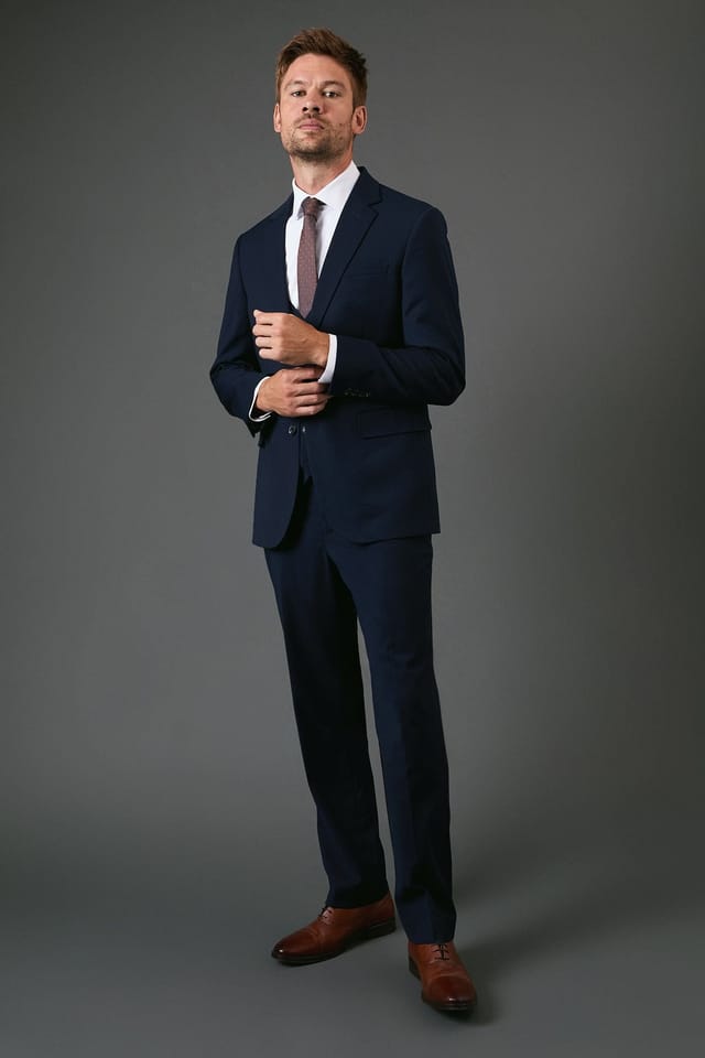 Burton Burton Men's Navy Tailored Fit Essential Suit Jacket - 2