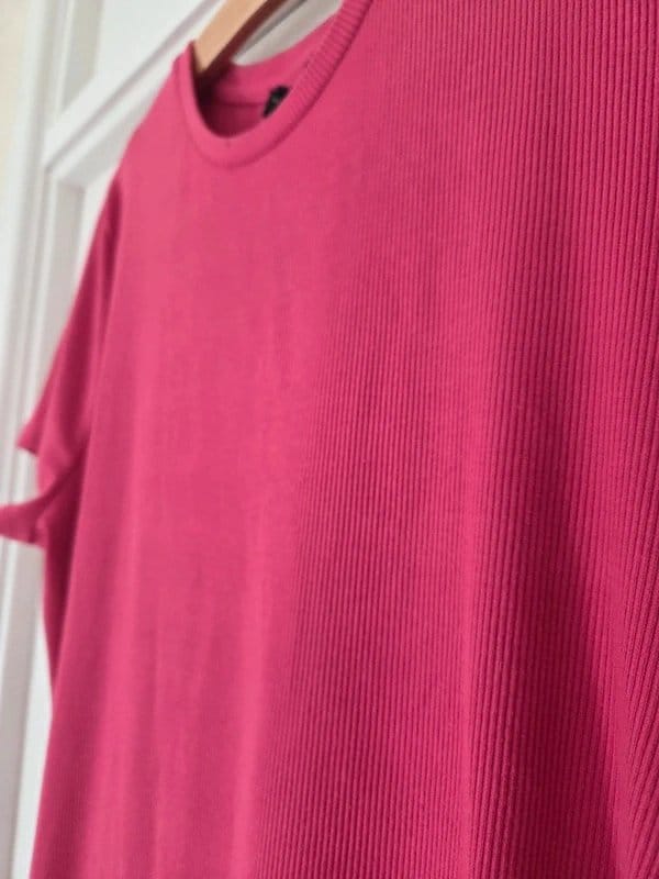New Look Pink Ruched Bodycon T-Shirt UK 22 Barbiecore Curve