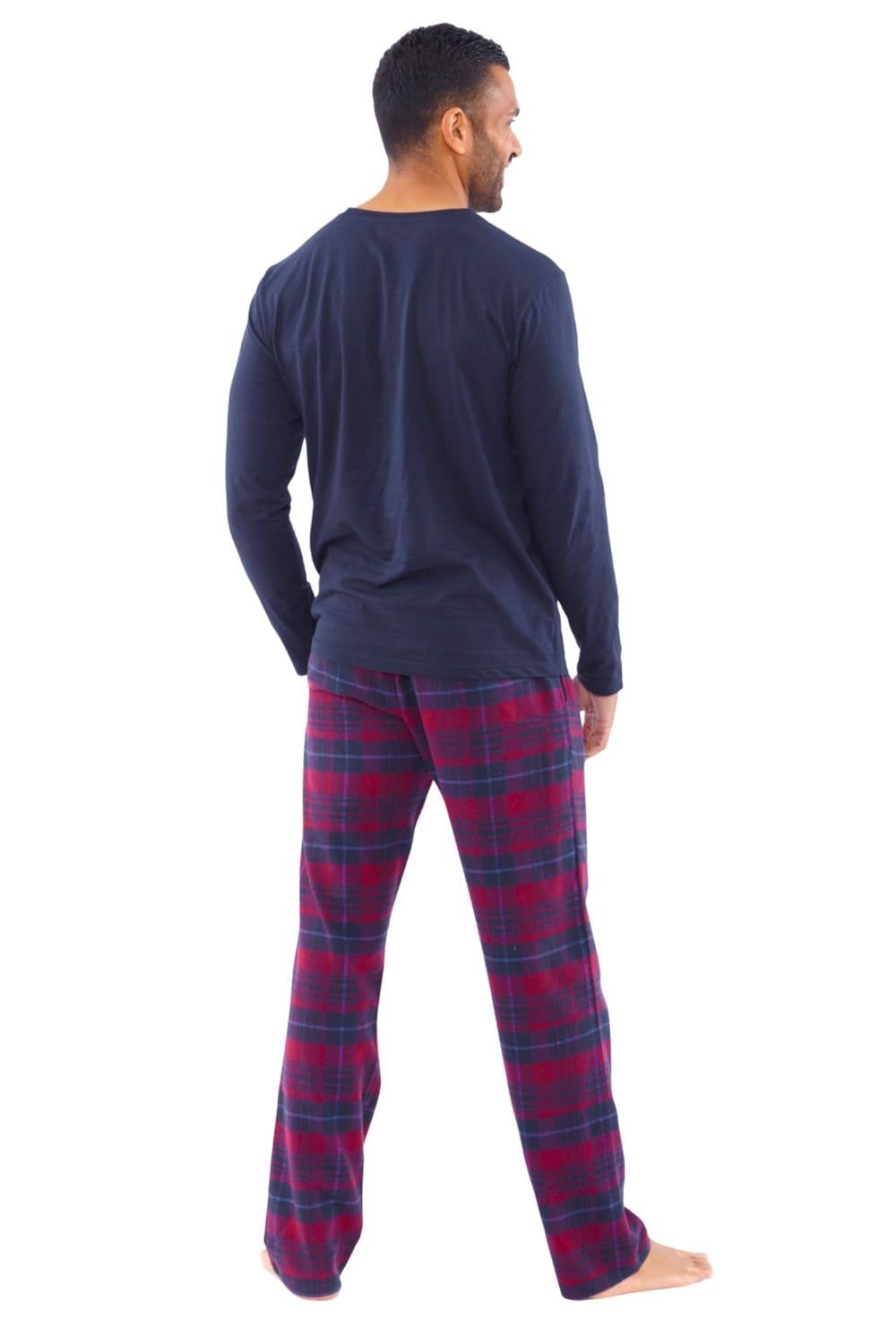 Just Essentials Just Essentials Men's Flannel Check Long Pyjama Set in Dark Blue - 4