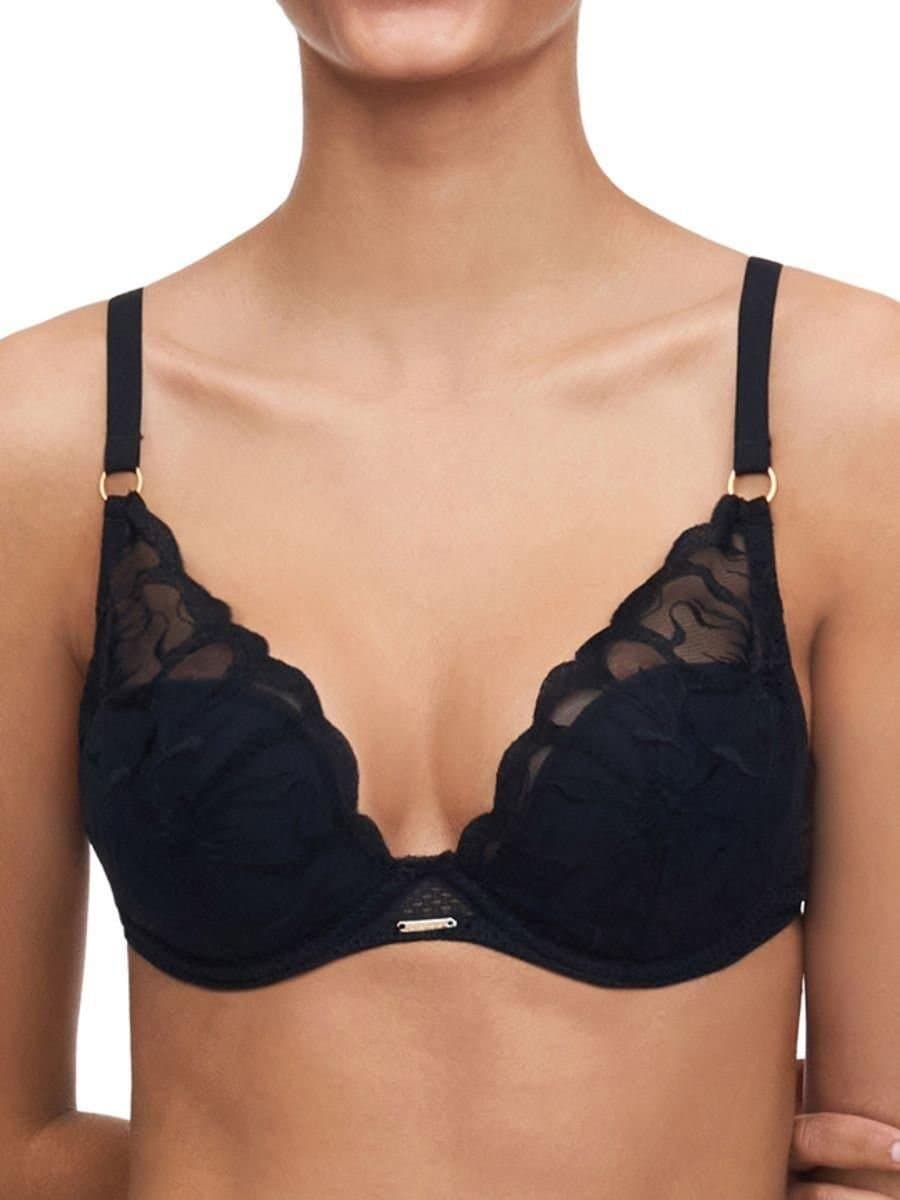 Chantelle Chantelle Women's Fleurs Plunge T-Shirt Bra in Black