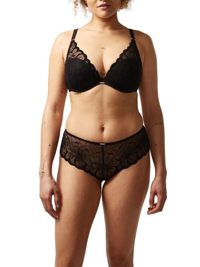 Chantelle Chantelle Women's Fleurs Plunge T-Shirt Bra in Black - 2
