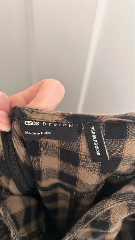 ASOS ASOS Corset Waist Mini Smock Dress (brown & black gingham)