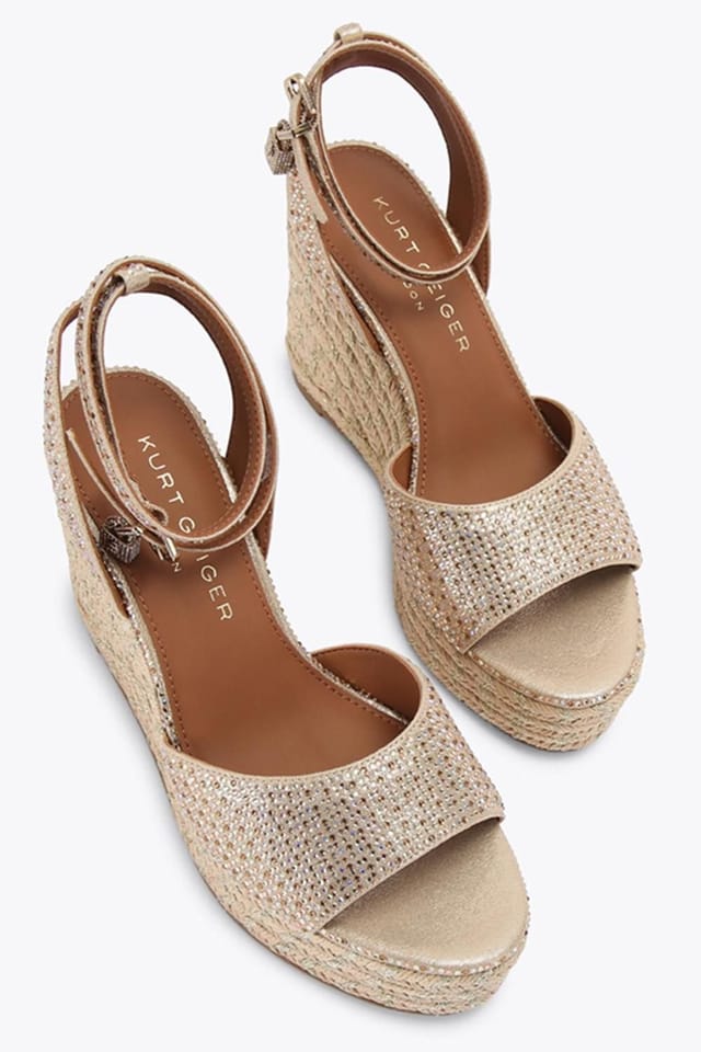 Kurt Geiger London Kurt Geiger London Women's 'Brixton Ankle Strap Wedge' Fabric Heels in Gold - 2
