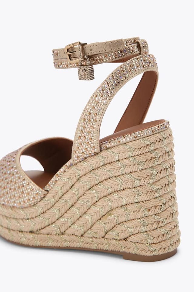Kurt Geiger London Kurt Geiger London Women's 'Brixton Ankle Strap Wedge' Fabric Heels in Gold - 3