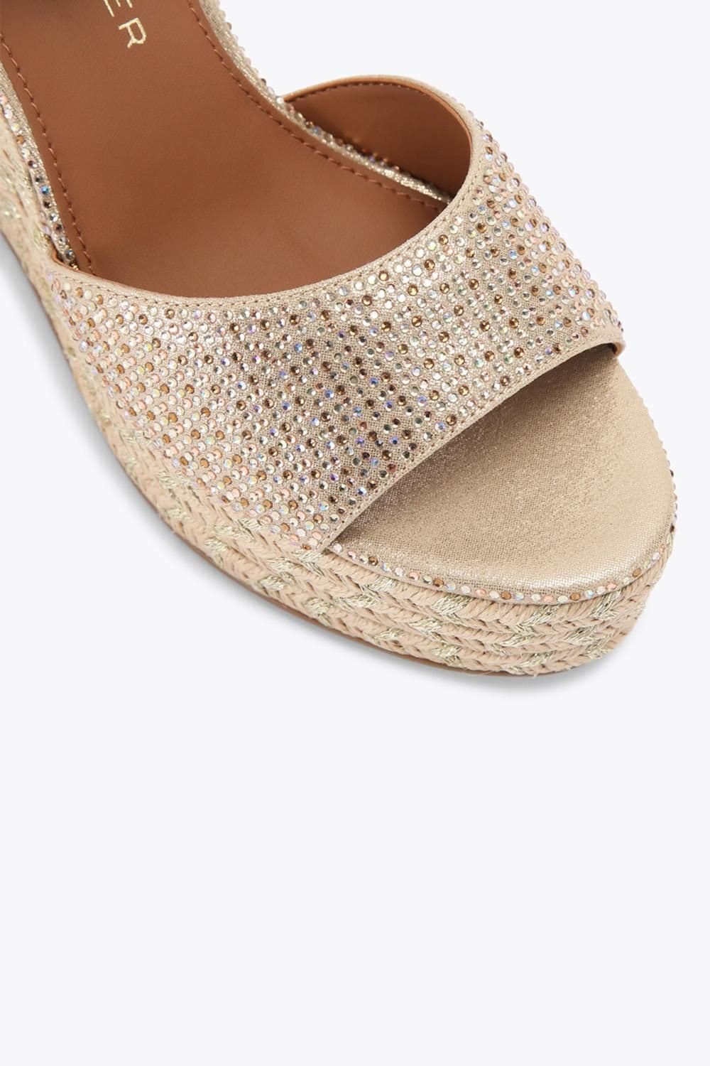 Kurt Geiger London Kurt Geiger London Women's 'Brixton Ankle Strap Wedge' Fabric Heels in Gold - 4