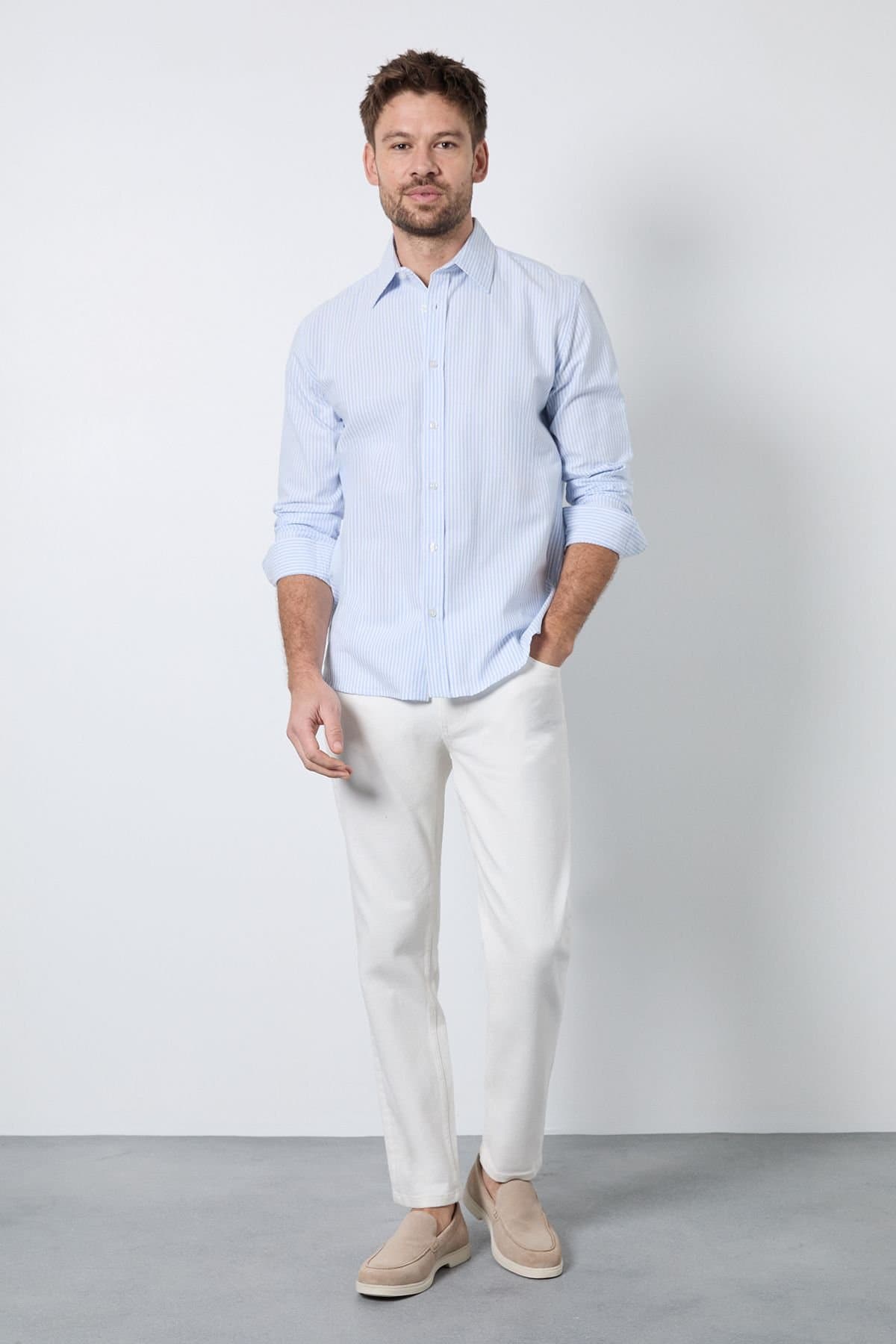 Burton Burton Men's Off White Slim Fit Jeans in Off-White