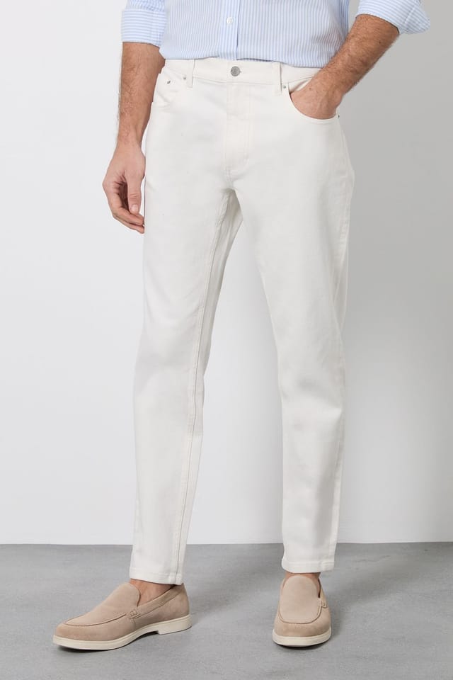 Burton Burton Men's Off White Slim Fit Jeans in Off-White - 2