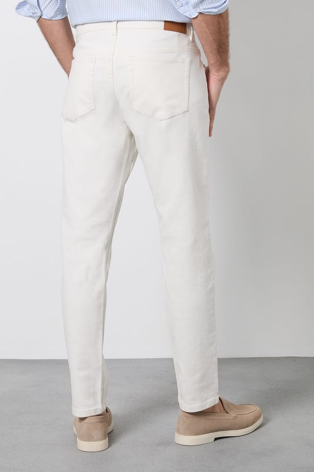 Burton Burton Men's Off White Slim Fit Jeans in Off-White - 3