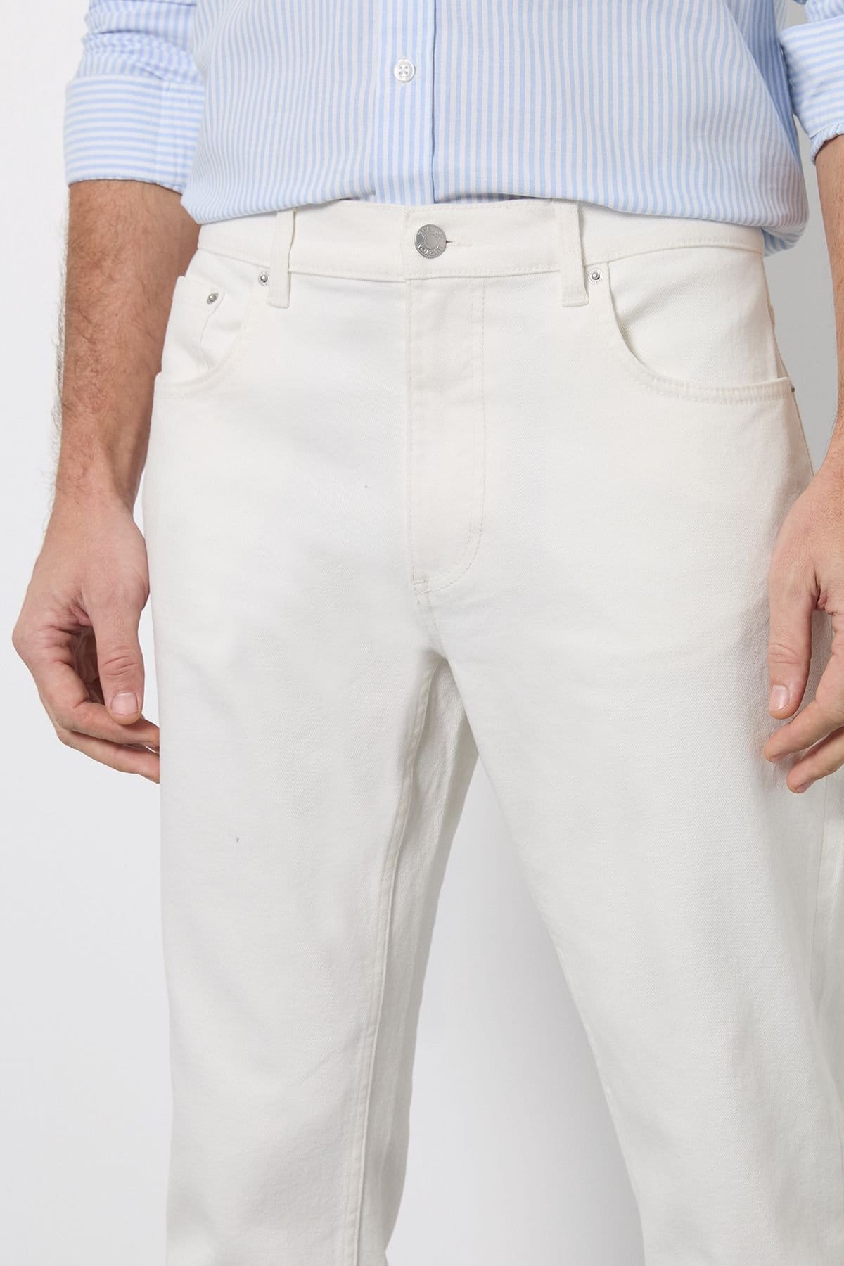 Burton Burton Men's Off White Slim Fit Jeans in Off-White - 4