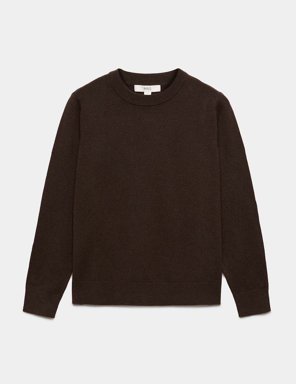 Marks & Spencer M&S Air-Yarn Crew Neck Jumper Bitter Chocolate - 1