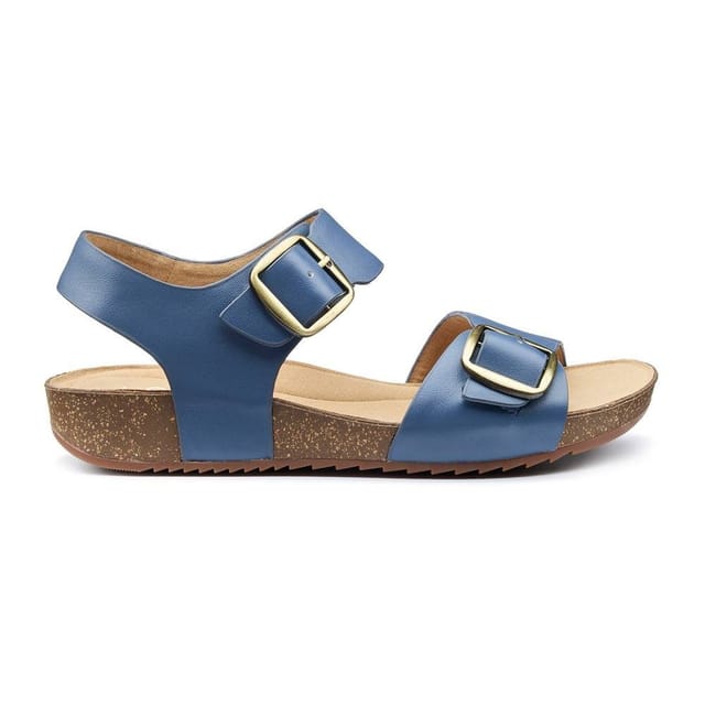 Hotter Hotter Women's Extra Wide 'Tourist II' Cork-Wedge Sandals in Mid Blue - 2