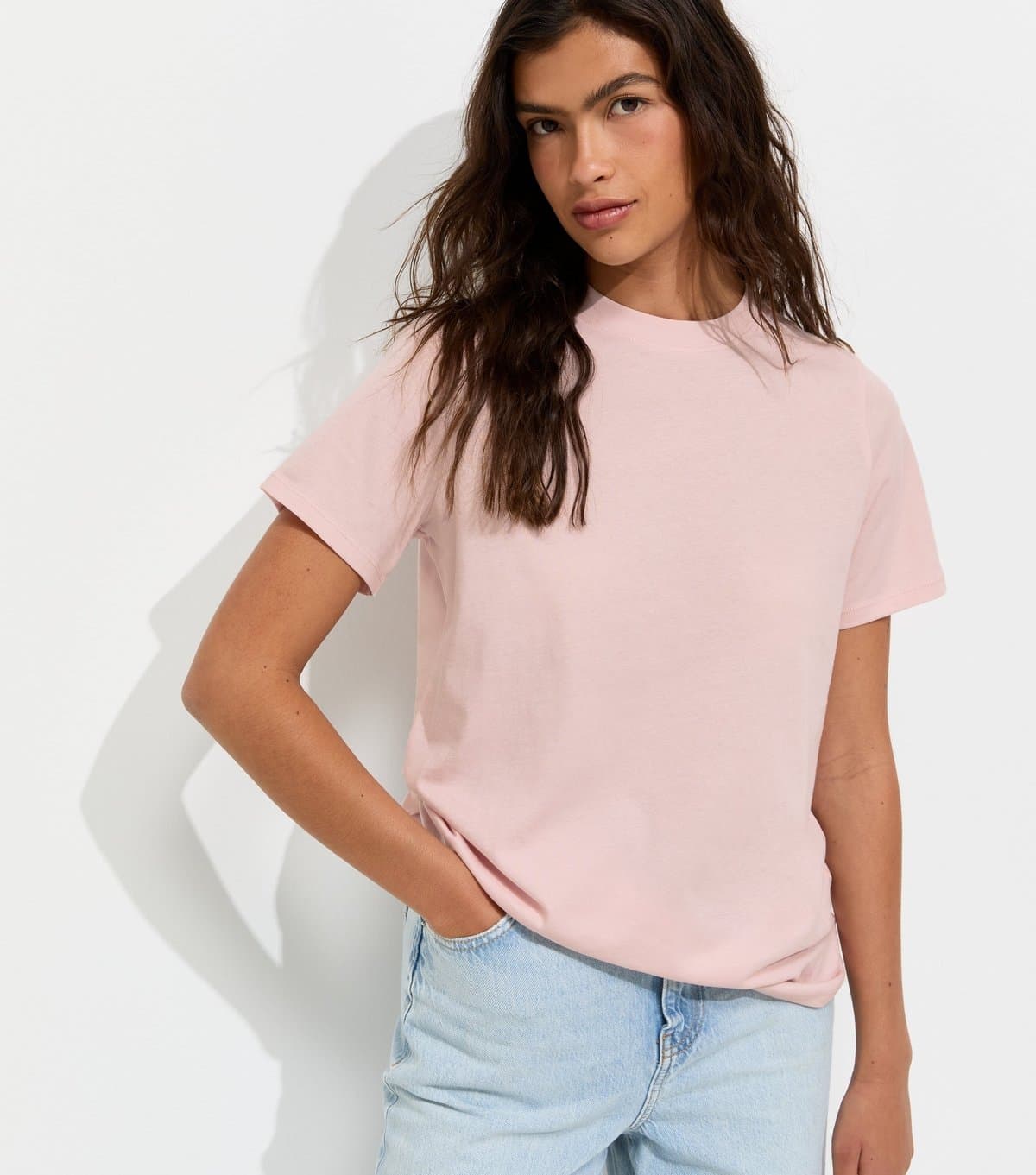 New Look Women's Light Pink Cotton T-Shirt New Look