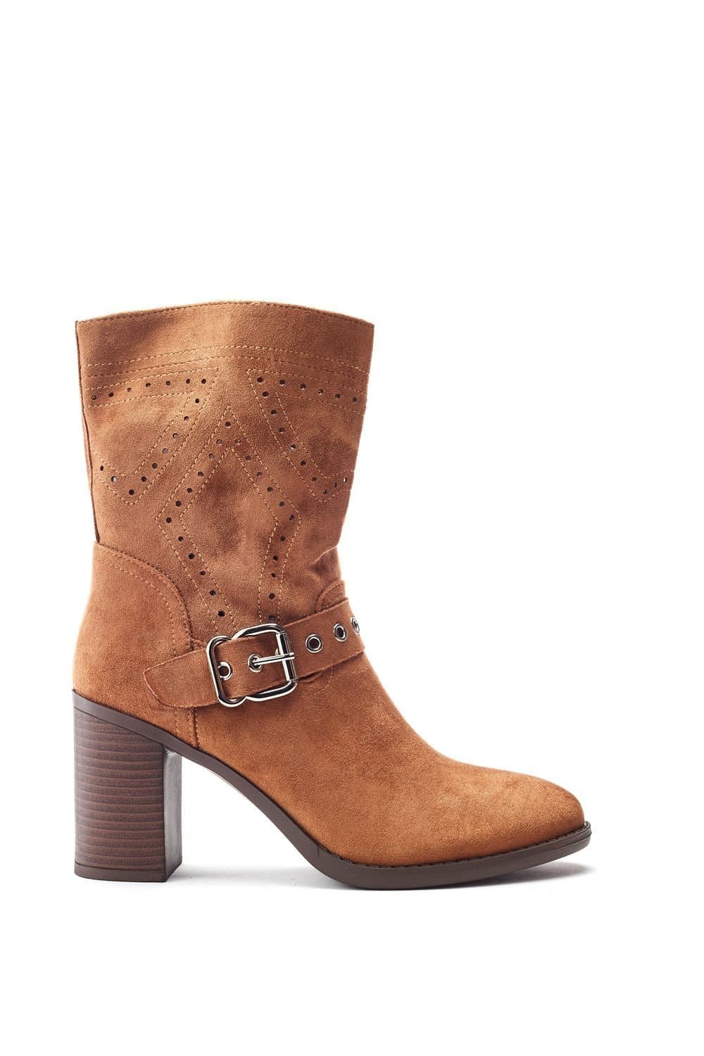 b.soleful b.soleful Camel Alcantara Heeled Boots