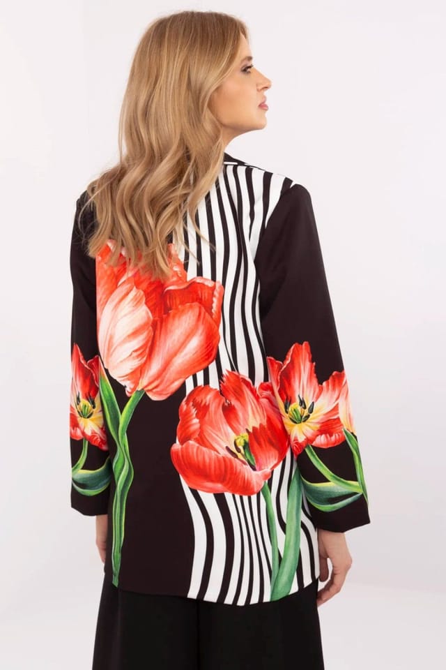 Love Lace Love Lace Women's Floral Print Lightweight Casual Blazer in Black - 3