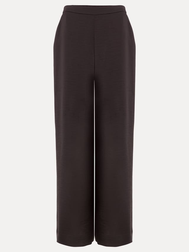 Phase Eight Phase Eight Women's Beccy Wide-Leg Satin Trousers in Dark Brown - 2