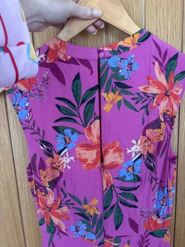Monsoon Purple Floral Print Sleeveless Dress