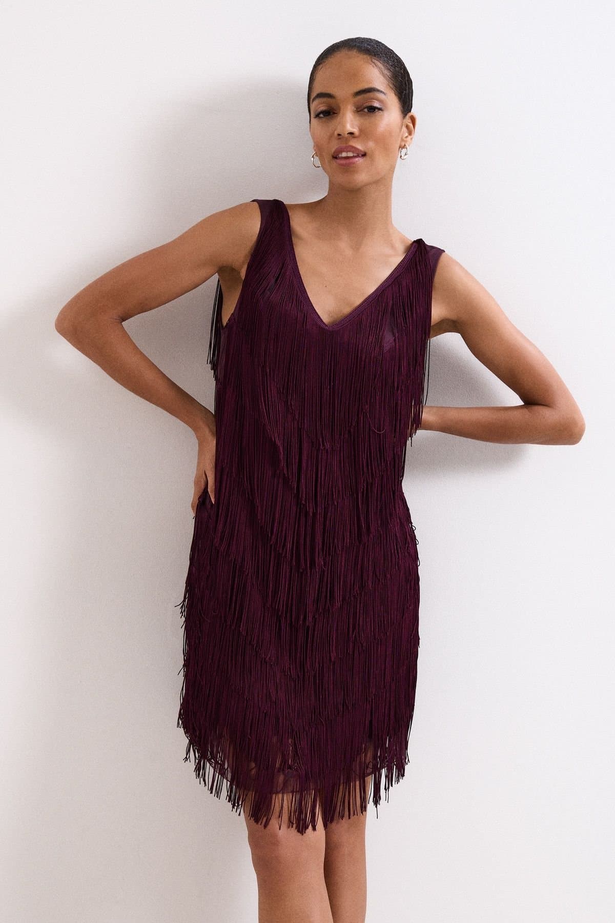 Phase Eight Phase Eight Women's Meryl Fringe Dress in Wine