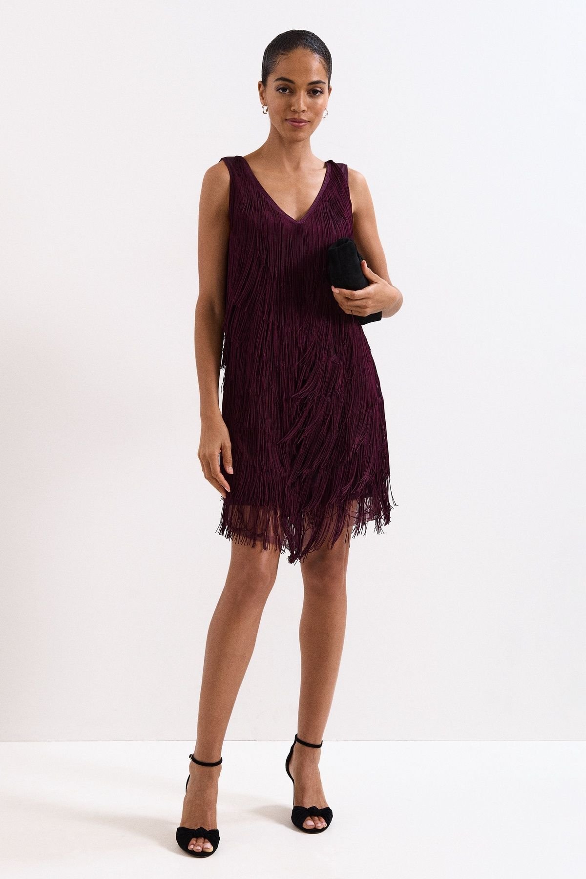 Phase Eight Phase Eight Women's Meryl Fringe Dress in Wine - 3