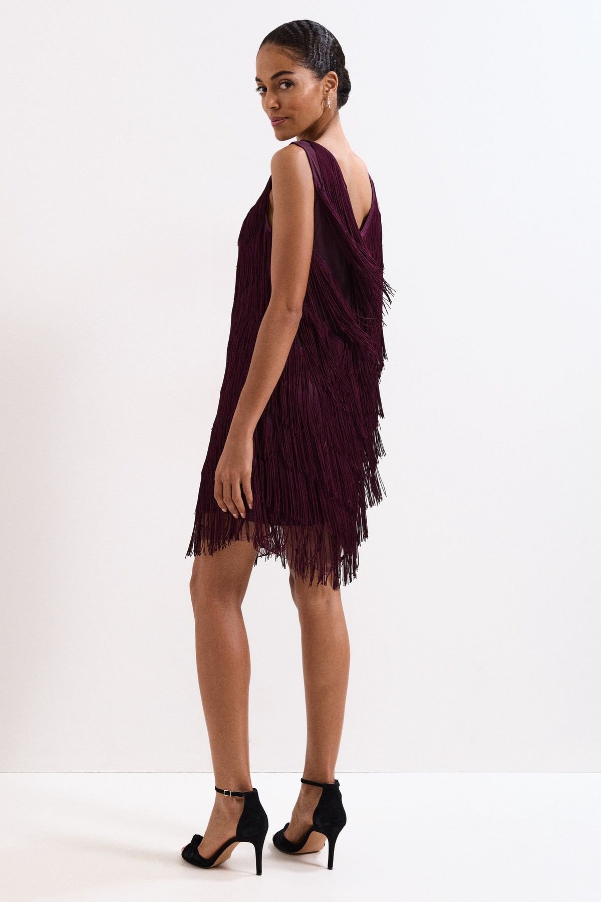 Phase Eight Phase Eight Women's Meryl Fringe Dress in Wine - 4