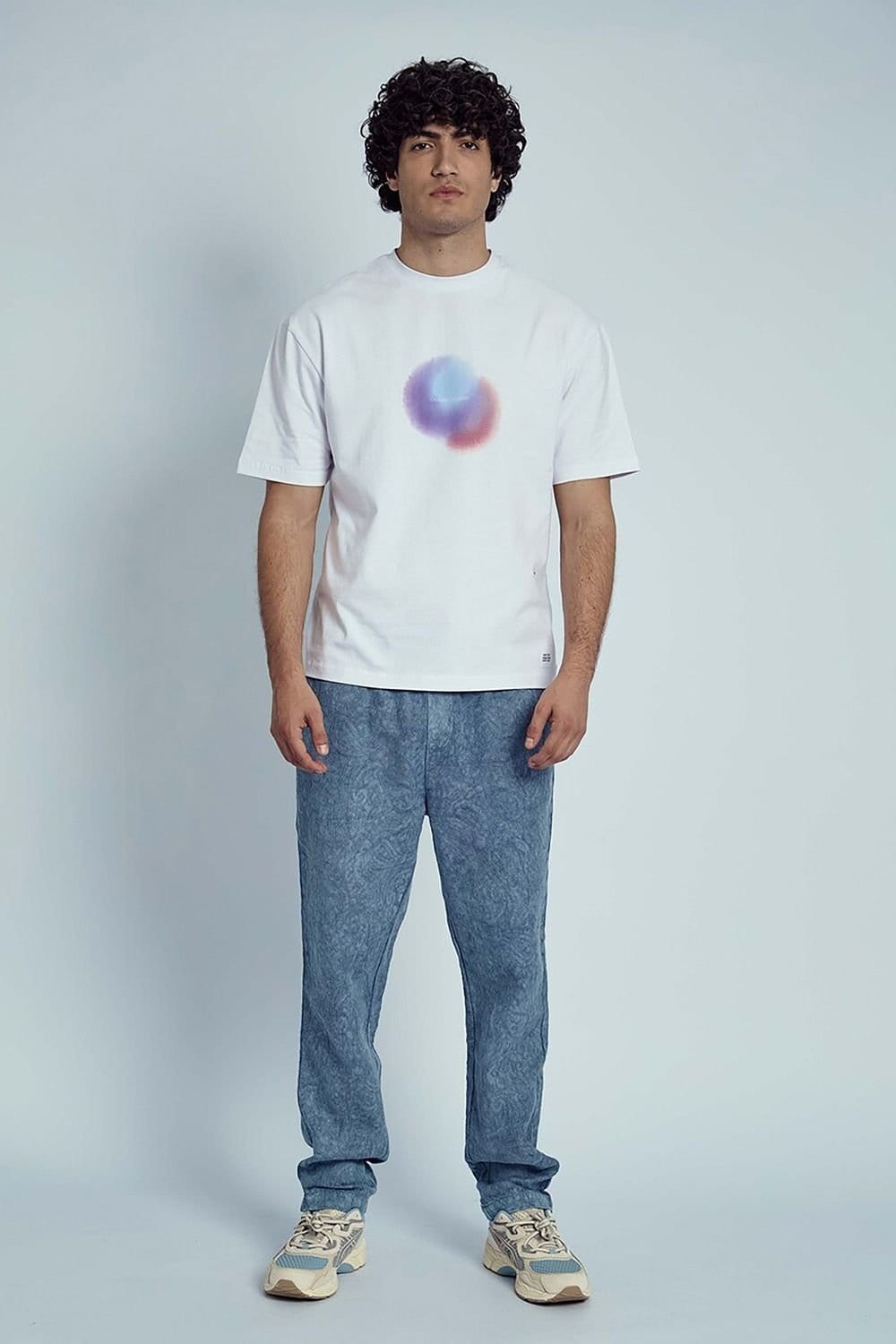 Native Youth Native Youth Men's Cotton Paisley Pattern Washed Denim-Style Straight-Leg Trousers in Blue - 4