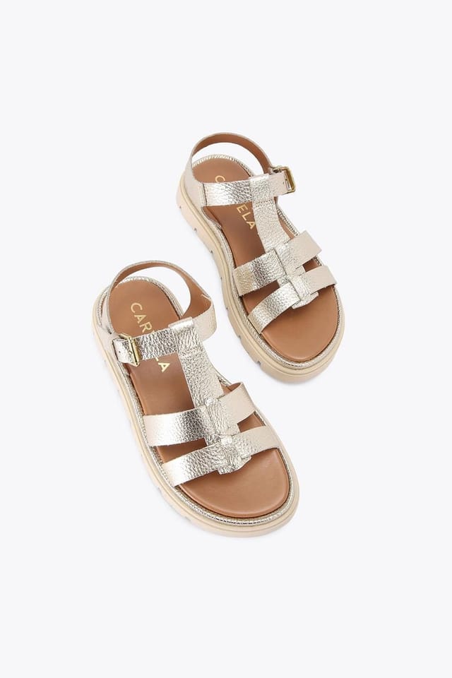 Carvela Carvela Women's 'Pavilion T Bar' Leather Sandals in Gold - 2