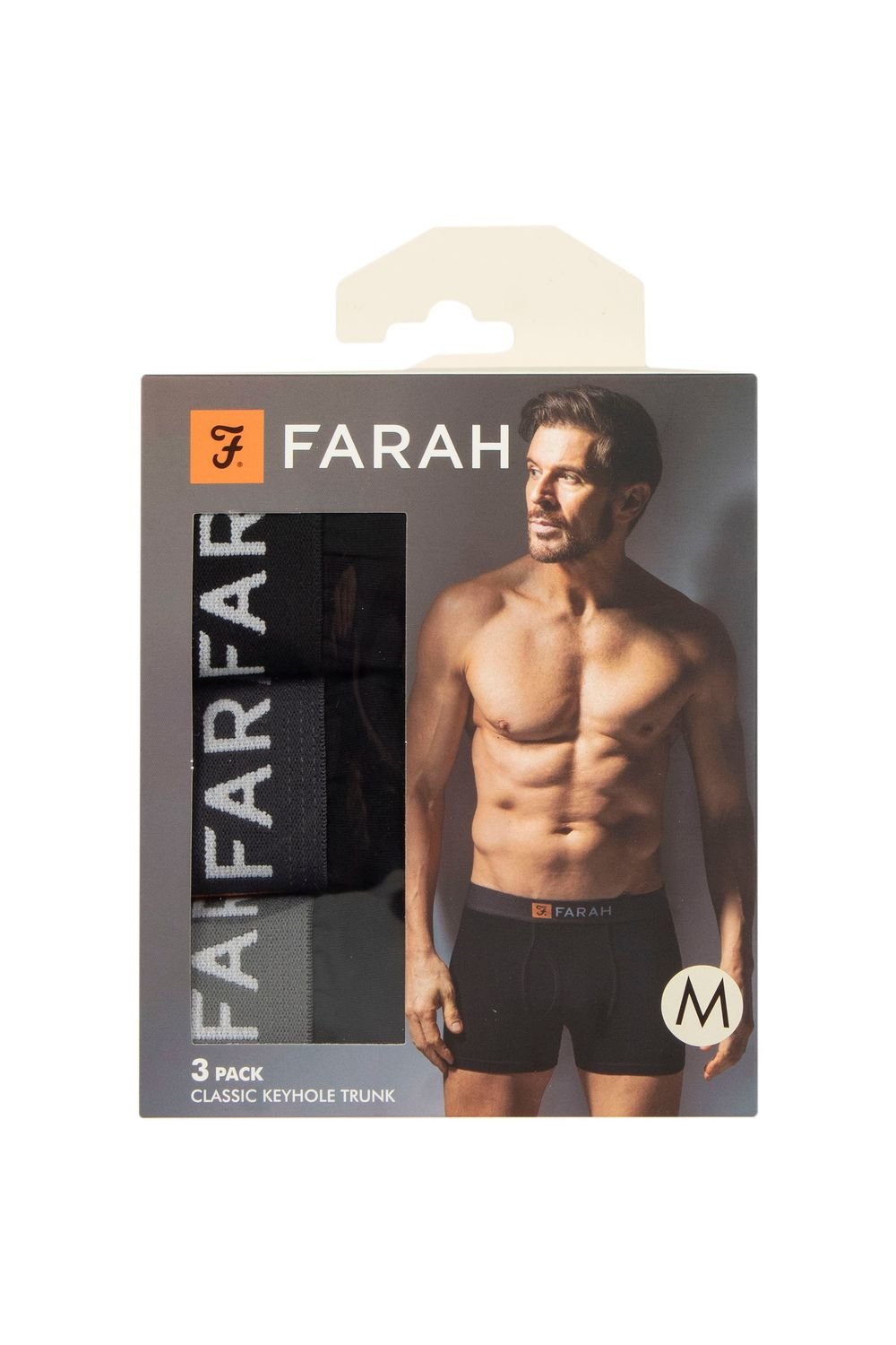 Farah FARAH Men's Mens 3 Pack Cotton Keyhole Trunks in Black - 2