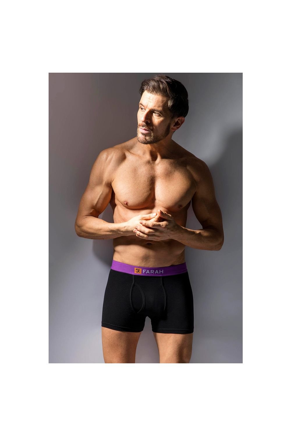 Farah FARAH Men's Mens 3 Pack Cotton Keyhole Trunks in Black - 3