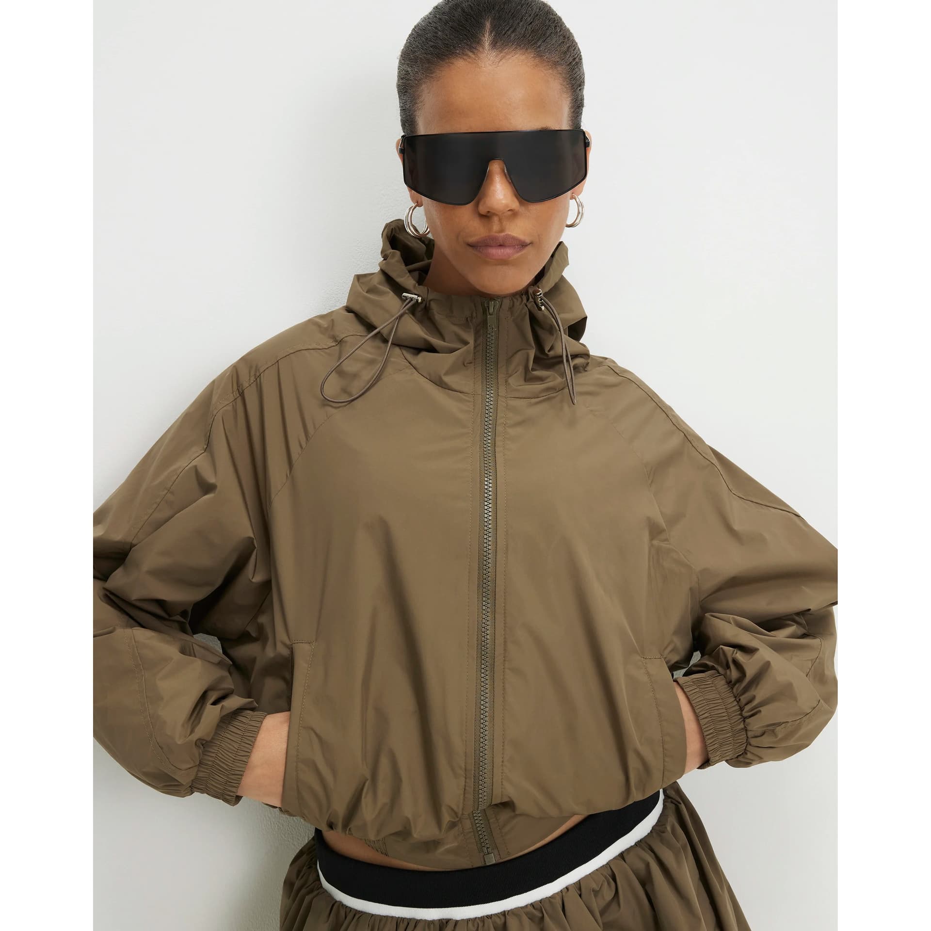 River Island River Island Womens Khaki Nylon Hooded Jacket