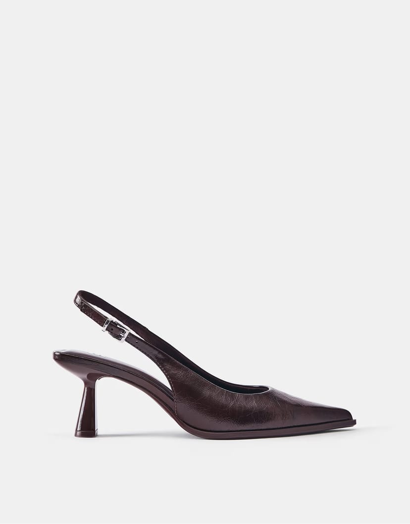 ASOS Pull&Bear Slingback high-heel shoes in brown - 1