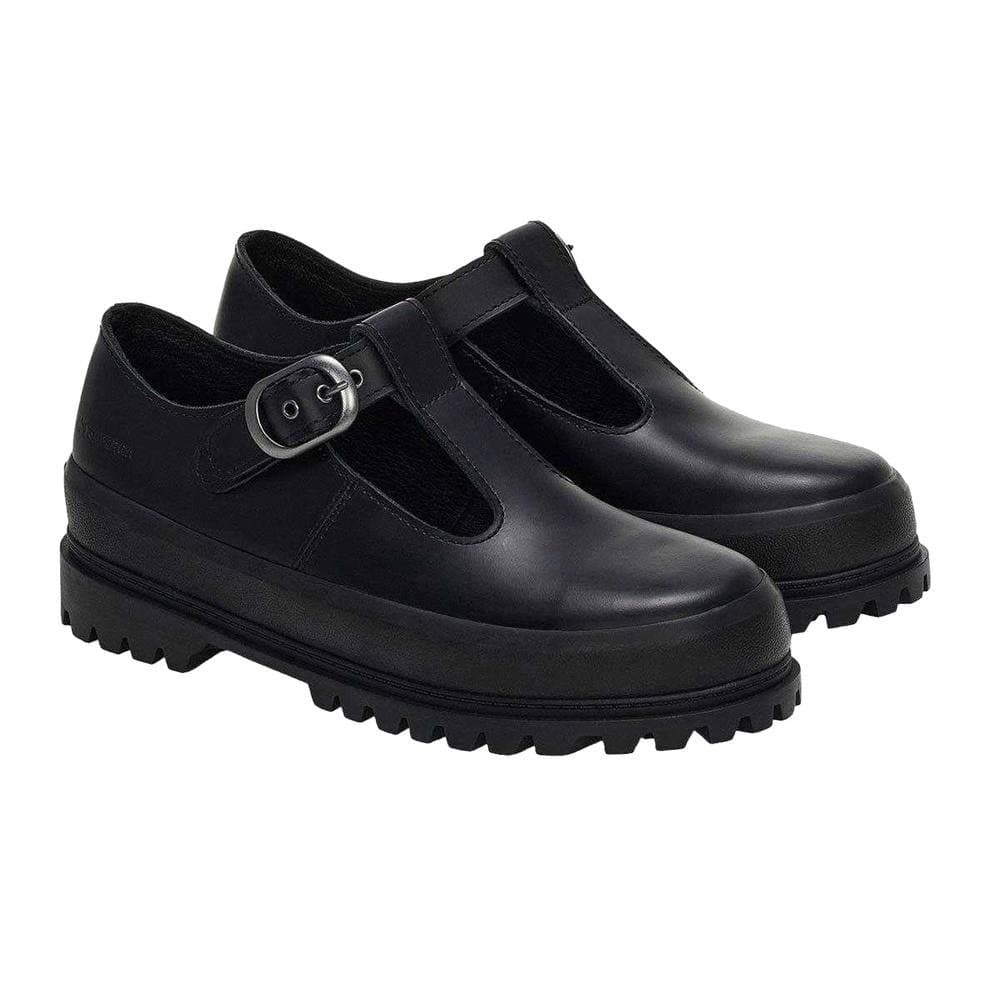 Superga Superga Black Leather Mary Janes