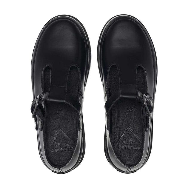 Superga Superga Women's 2541 Box Leather Mary Janes in Black - 3