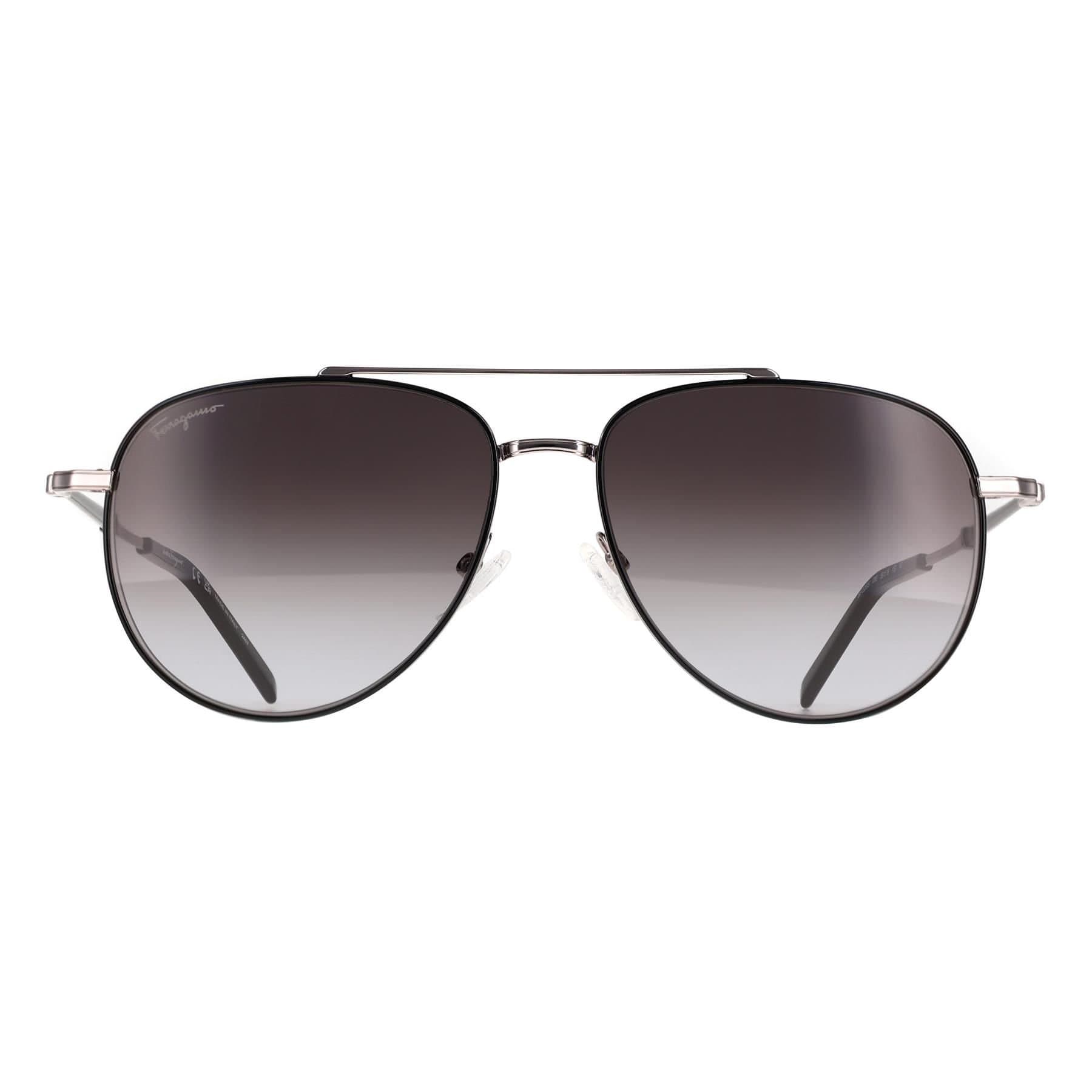 Salvatore Ferragamo Salvatore Ferragamo Men's Aviator Black Light Ruthenium Grey Gradient SF226S