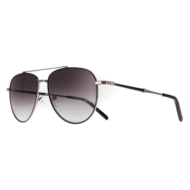 Salvatore Ferragamo Salvatore Ferragamo Men's Aviator Black Light Ruthenium Grey Gradient SF226S - 2