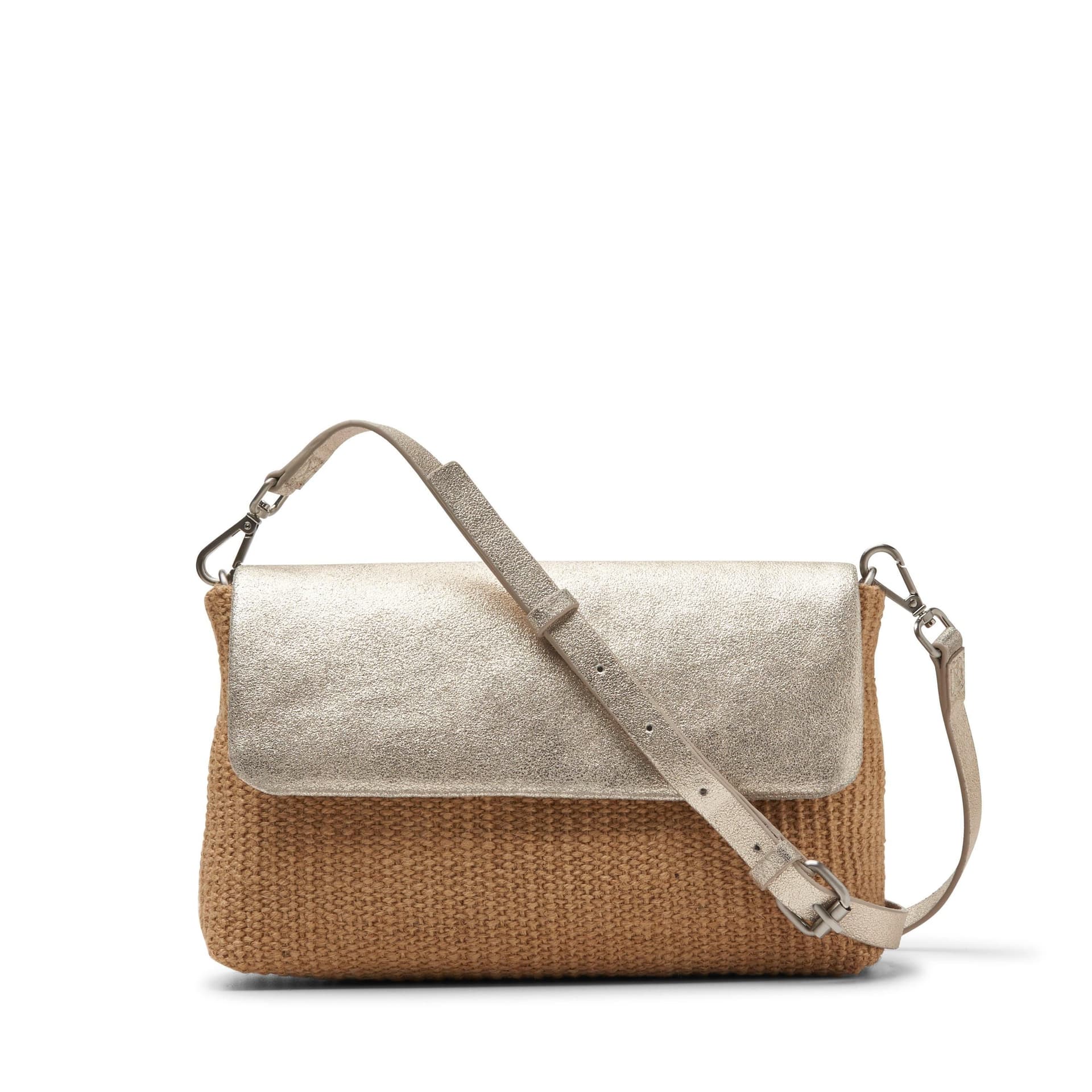 Clarks Clarks Women's Summery Small Champagne Leather Shoulder Bag, Cross Body Bag in Silver