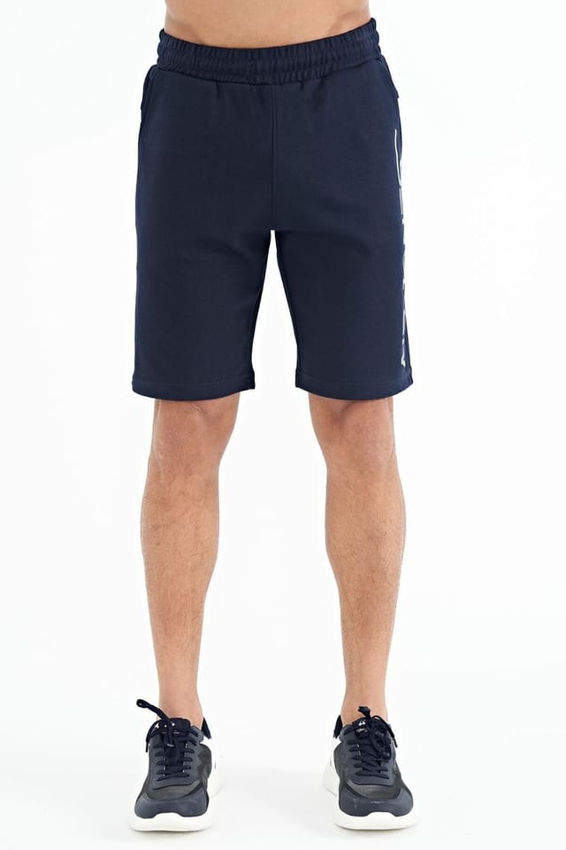 Tommy Life Tommy Life Men's Printed Fleece Sweat Shorts in Dark Navy - 2