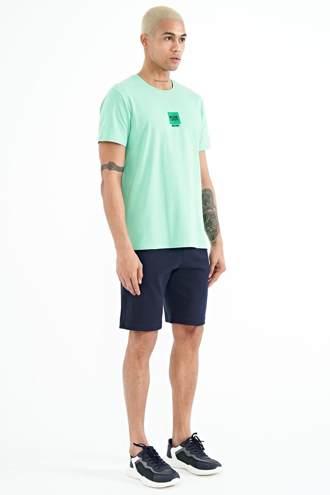 Tommy Life Tommy Life Men's Printed Fleece Sweat Shorts in Dark Navy - 4