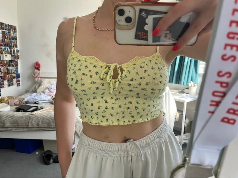 Bershka Yellow flower cami