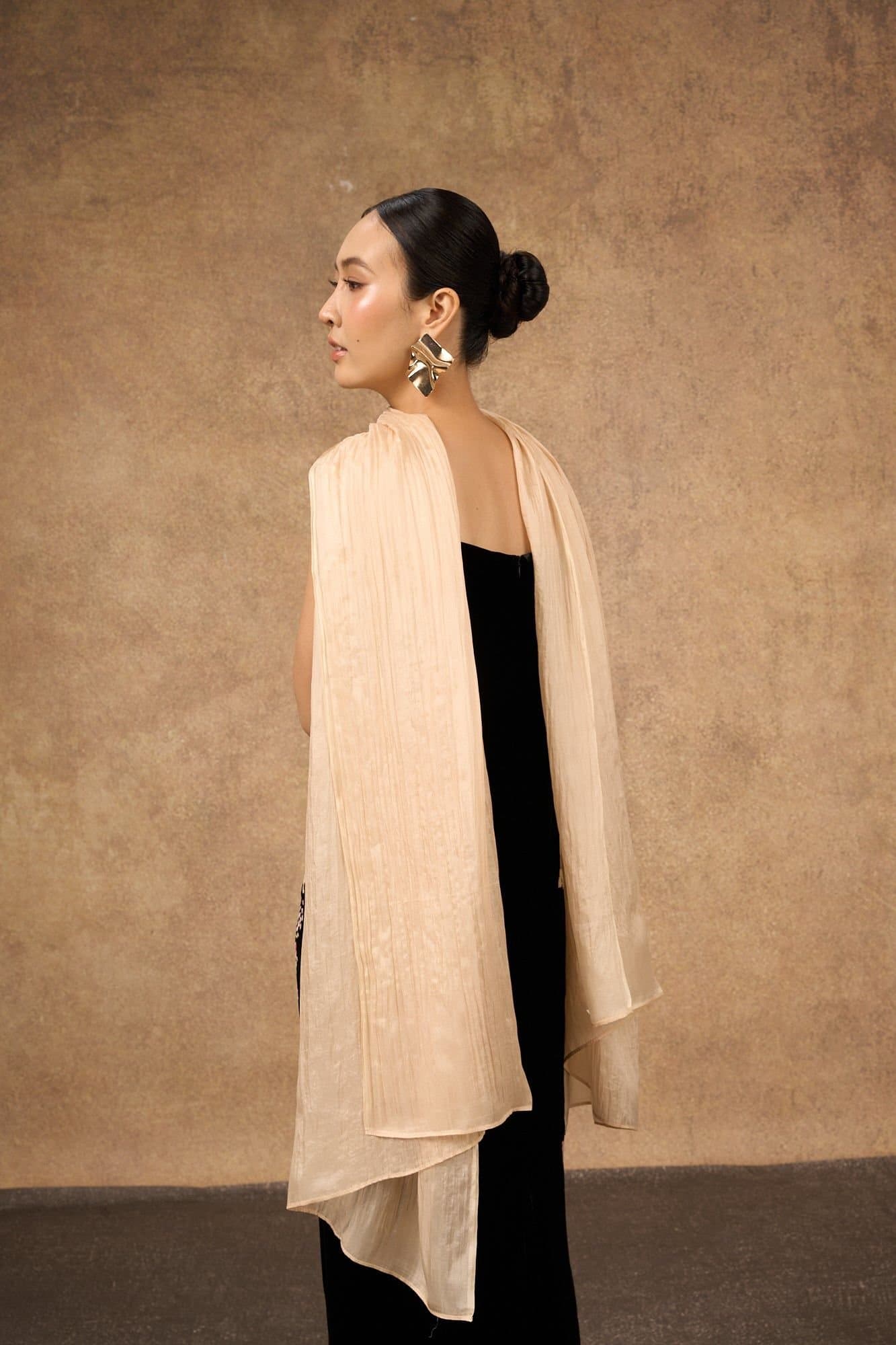Silk and Bears Silk and Bears Champagne Gold Silk Scarf - Elegant Beige Wrap