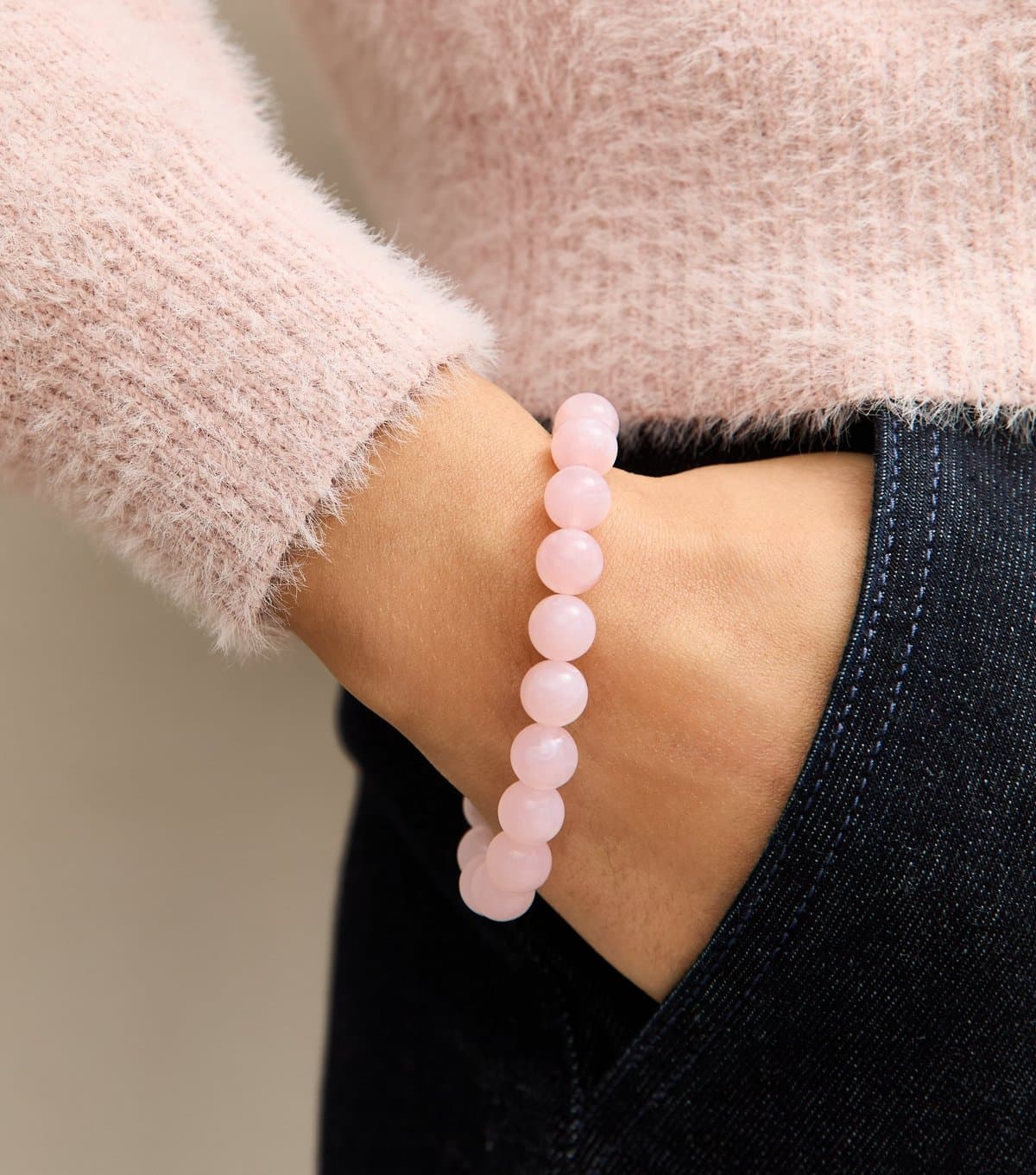 New Look New Look Mid Pink Resin Bead Stretch Bracelet