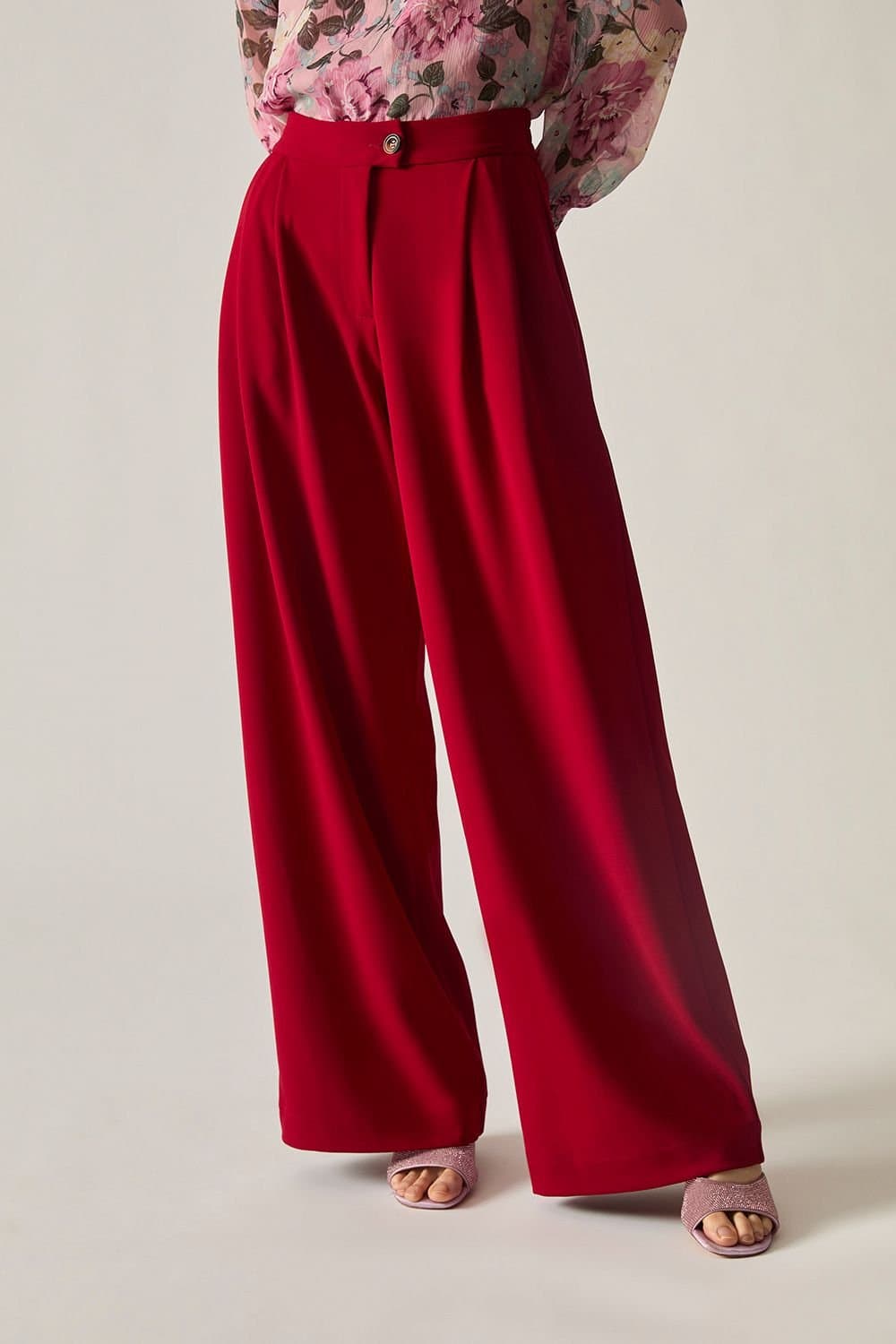 James Lakeland James Lakeland Women's Burgundy Wide Leg Suit Trousers