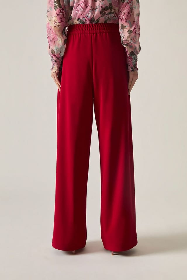 James Lakeland James Lakeland Women's Burgundy Wide Leg Suit Trousers - 2