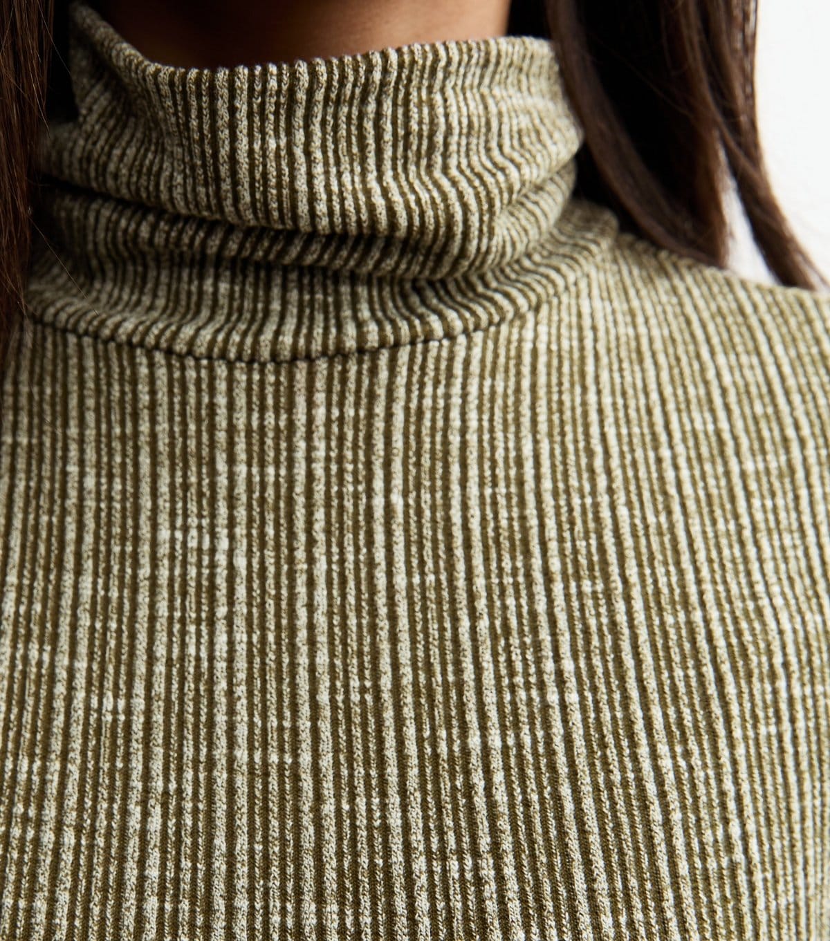 New Look Women's Khaki Fine Rib Knit Roll Neck Mini Dress New Look - 4