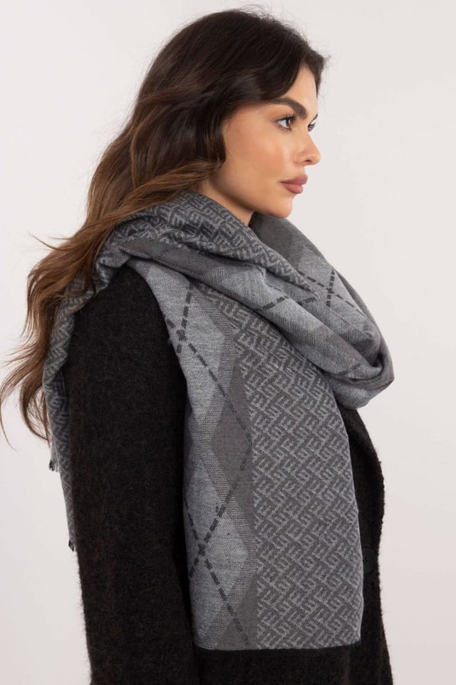 Love Lace Love Lace Women's Geometric Pattern Viscose Scarf Lightweight Soft Elegant Accessory in Grey - 2