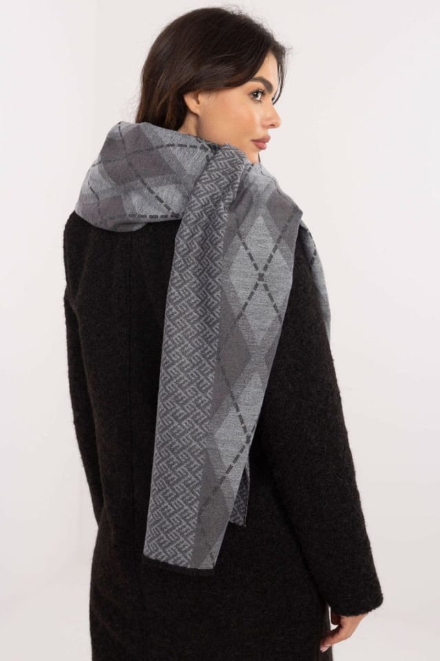 Love Lace Love Lace Women's Geometric Pattern Viscose Scarf Lightweight Soft Elegant Accessory in Grey - 3