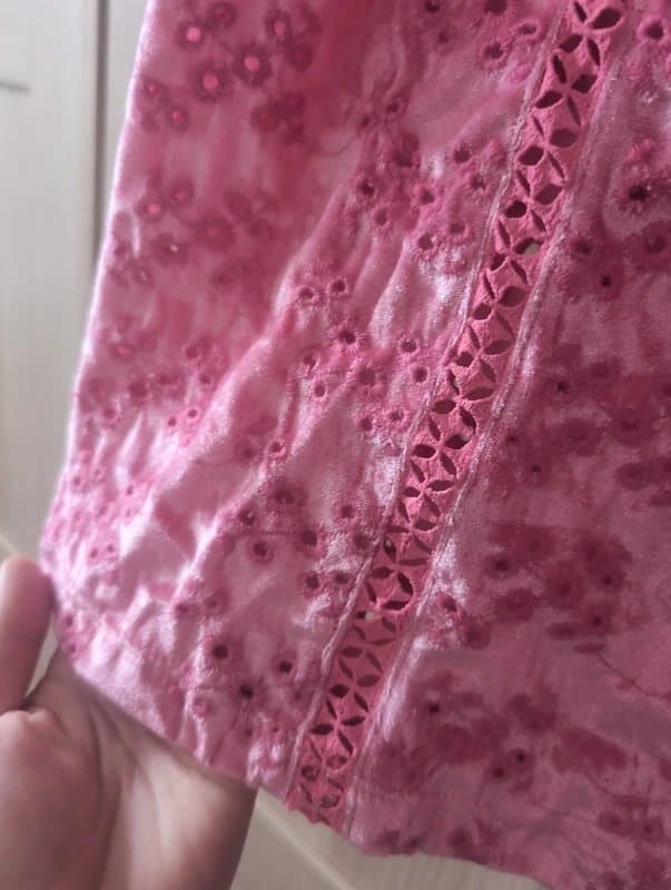 ASOS Pink velvet broidery anglaise dress