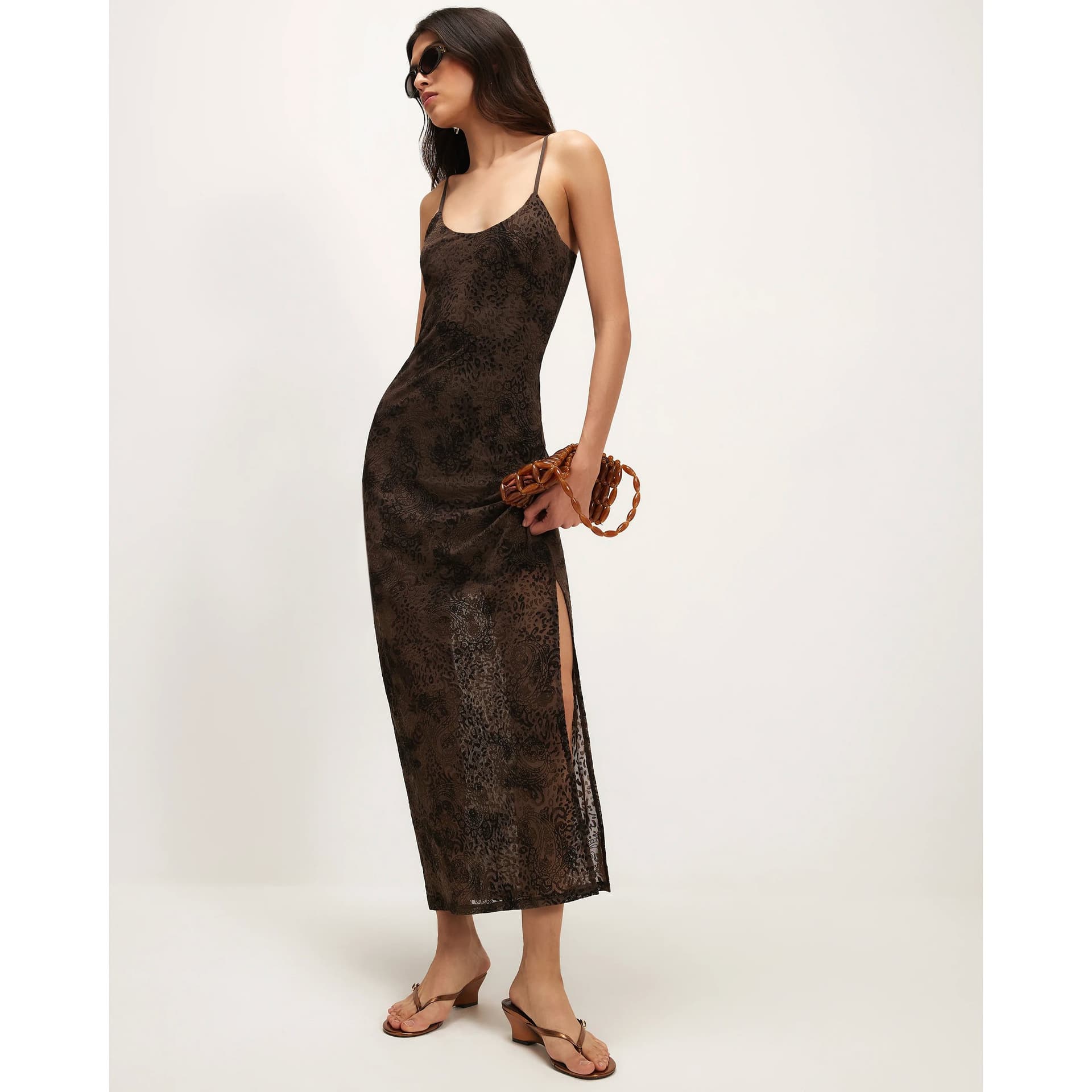 River Island River Island Womens Green Sleeveless Devore Maxi Dress