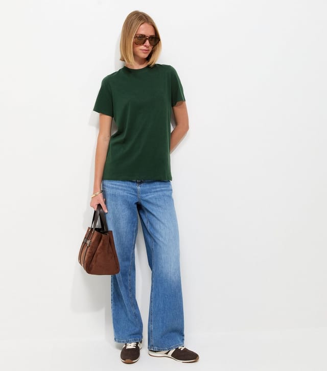 New Look Women's Dark Green Cotton T-Shirt New Look - 3