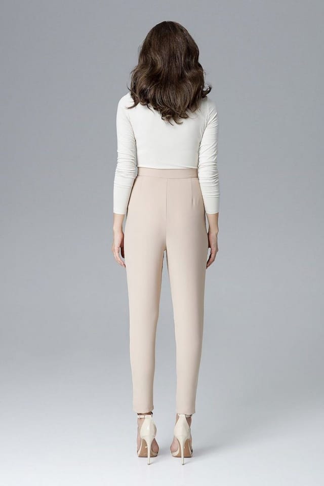 Love Lace Love Lace Women's Elegant Creased Loose Trousers Waist Fit Style 128531 in Beige - 3