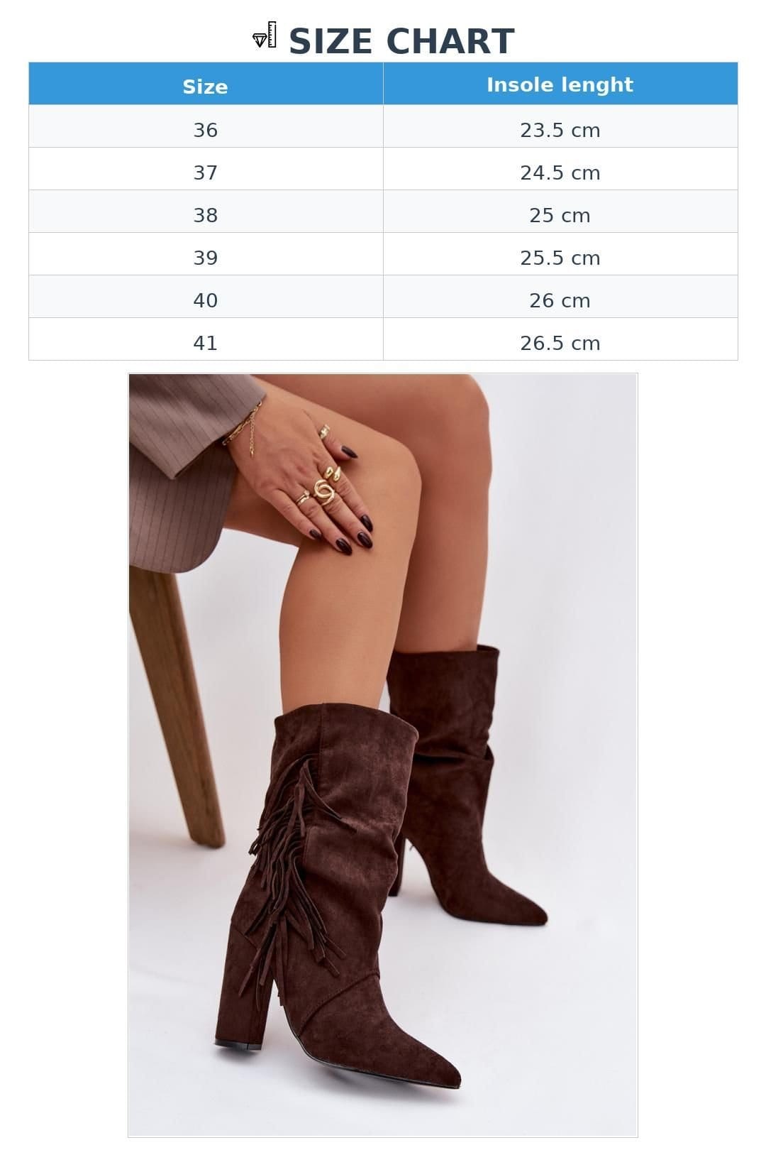 Love Lace Love Lace Women's Boho Slip On Ankle Boots Soft Suede Column Heel Fringes in Brown - 4